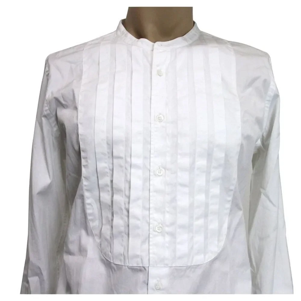 Gucci Men's White Cotton Banded Skinny Shirt